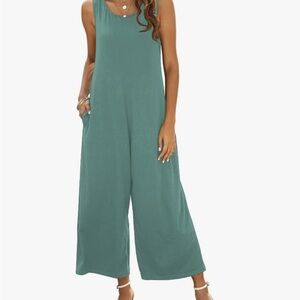 Light green Tank jumpsuit with pockets